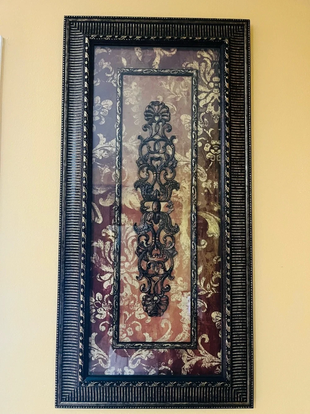 Ornate Black Metal Scroll Wall Panel - Decorative Home Wall Décor